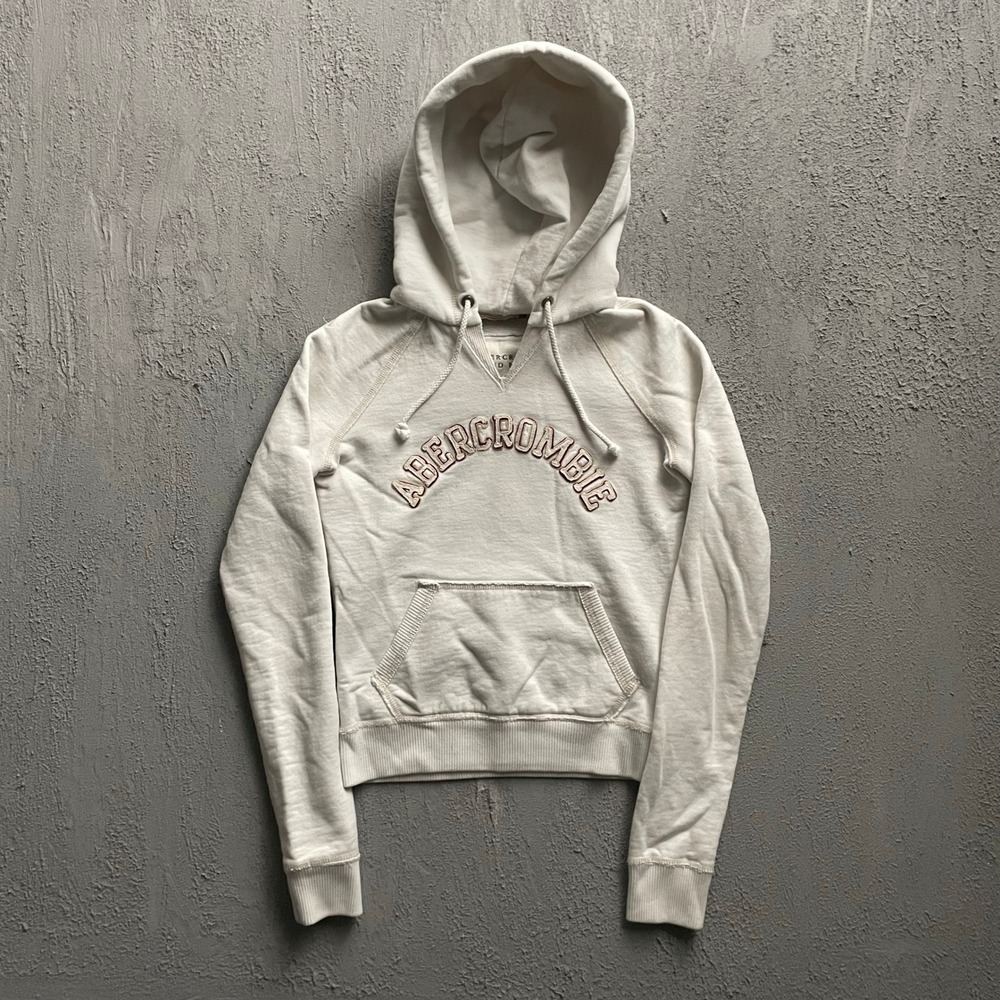 Vintage Abercrombie & Fitch Hoodie Women Small White‎ Y2K 2000s